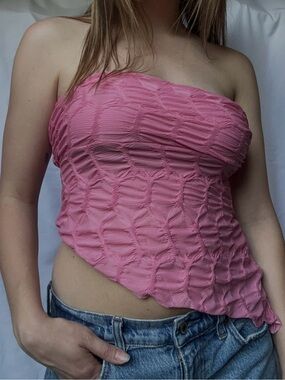 Blue Blush Pink Strapless Tube Top